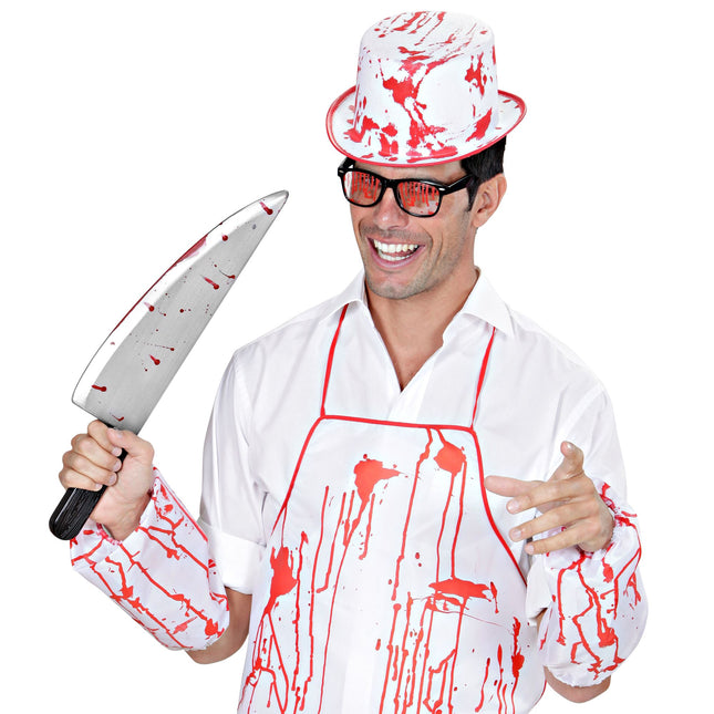 Cuchillo Sangre Falsa Halloween 48cm