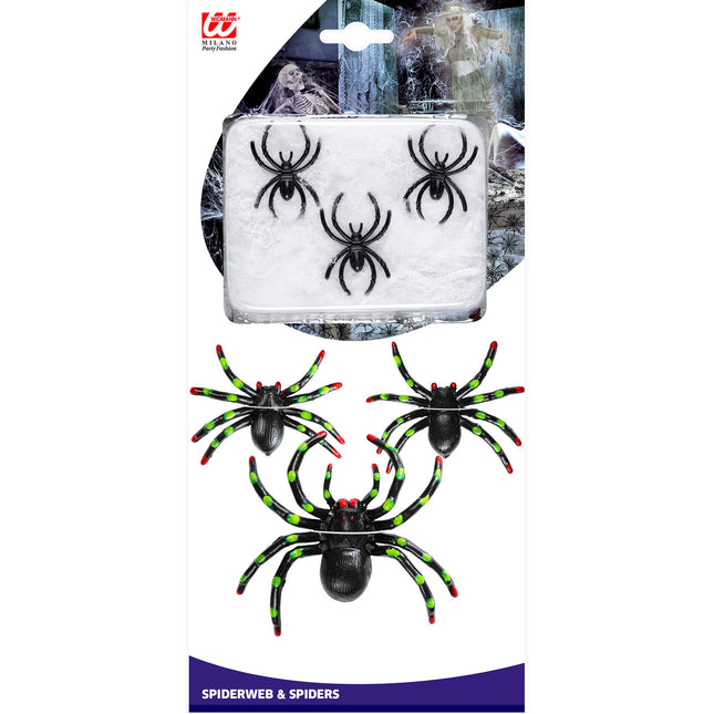 Telaraña de Halloween con arañas