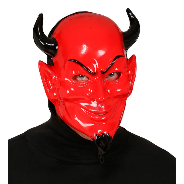 Máscara de Halloween Roja Negra Diablo Terrorífico