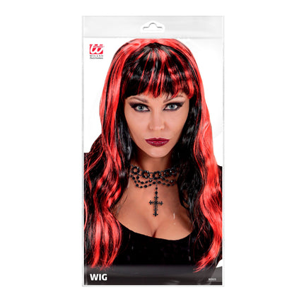 Peluca Halloween Rojo Negro