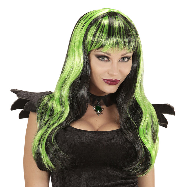 Peluca Halloween Negro Verde
