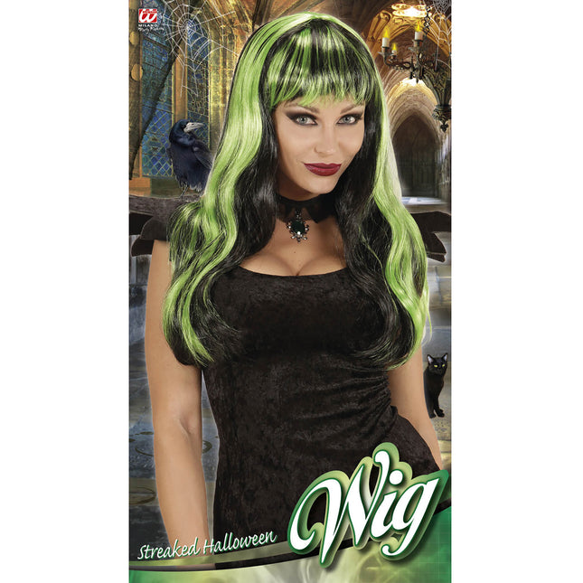Peluca Halloween Negro Verde