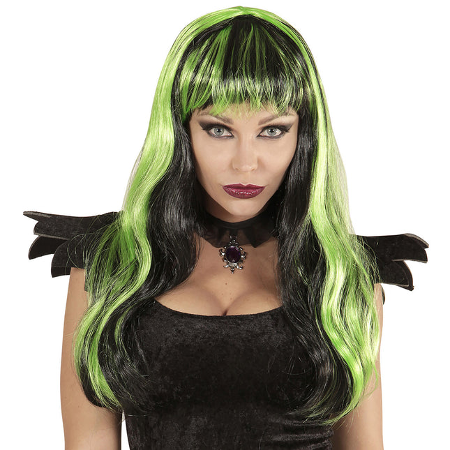 Peluca Halloween Negro Verde