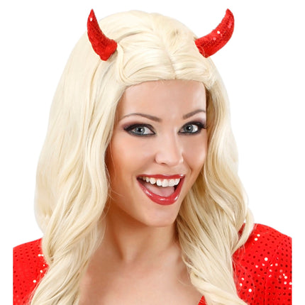 Pinza de pelo de Halloween Cuerno rojo 2uds