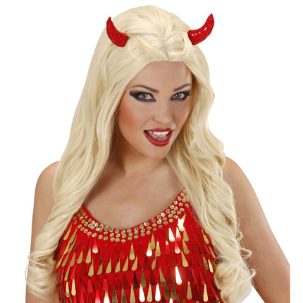 Pinza de pelo de Halloween Cuerno rojo 2uds