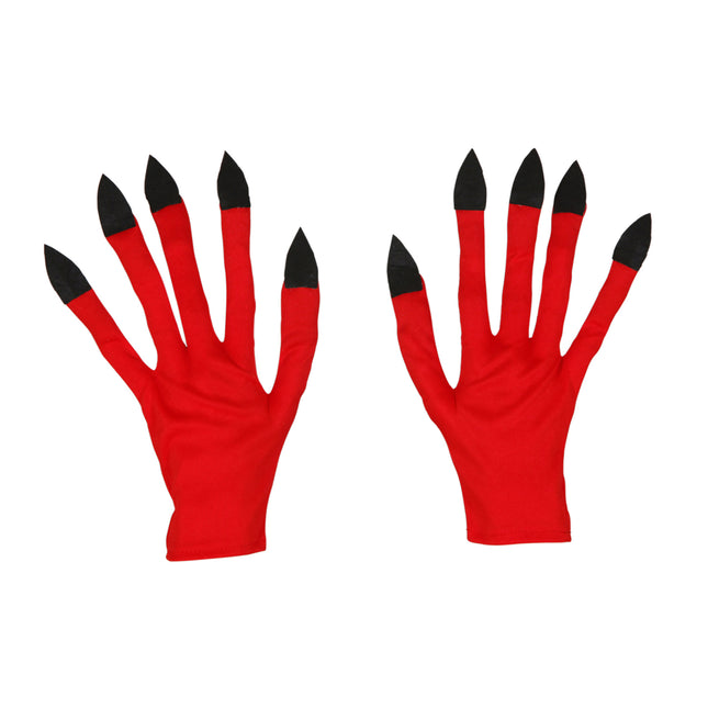 Guantes de Halloween Rojo Negro Diablo