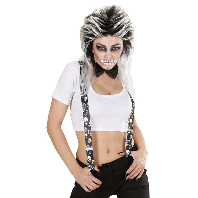 Halloween Tirantes Negro Blanco Calaveras