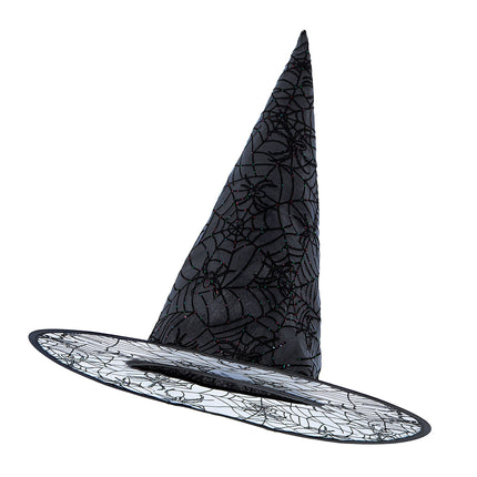 Sombrero de Bruja de Halloween Purpurina Negra