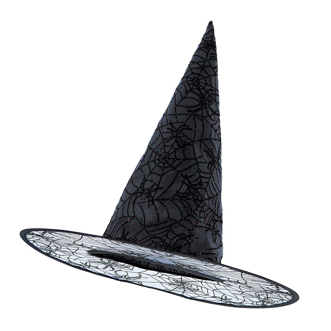 Sombrero de Bruja de Halloween Purpurina Negra