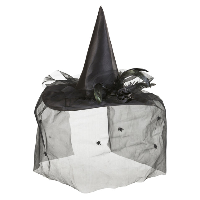 Sombrero de bruja de Halloween Velo negro