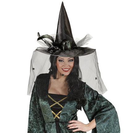 Sombrero de bruja de Halloween Velo negro