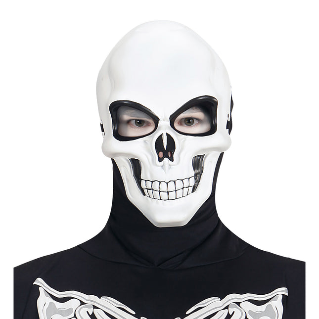 Máscara Halloween Blanca Calavera Negra