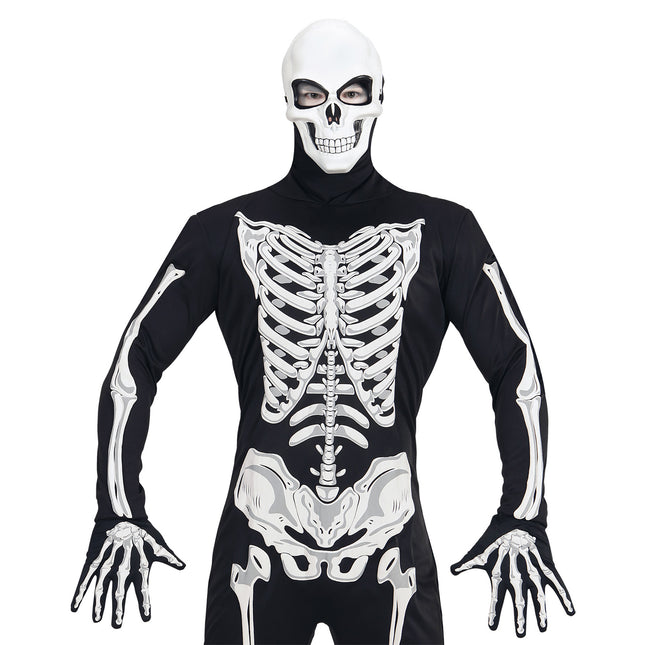 Máscara Halloween Blanca Calavera Negra