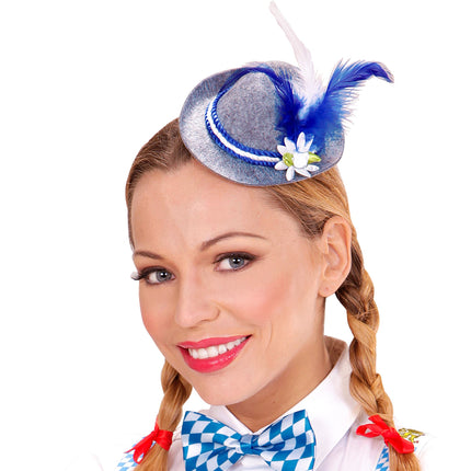 Sombrero Oktoberfest Tiroler Mini Con Plumas Azules
