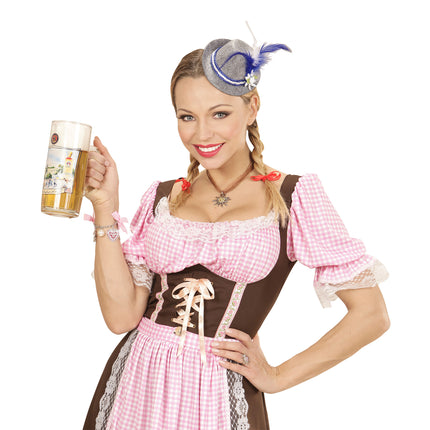Sombrero Oktoberfest Tiroler Mini Con Plumas Azules