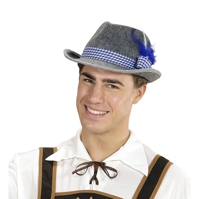 FEDORA BÁVARO CON PLUMAS AZULES