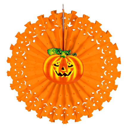 Abanico Halloween Calabaza Naranja 50cm