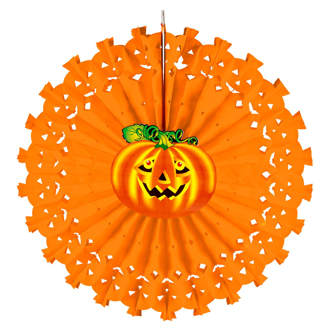 Abanico Halloween Calabaza Naranja 50cm