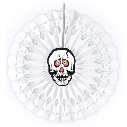 Calavera Abanico Blanco 50cm