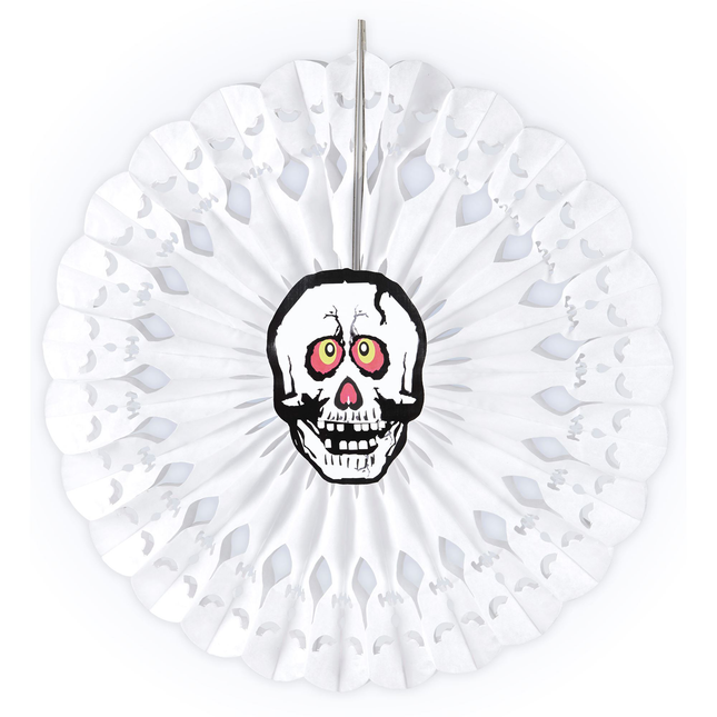 Calavera Abanico Blanco 50cm