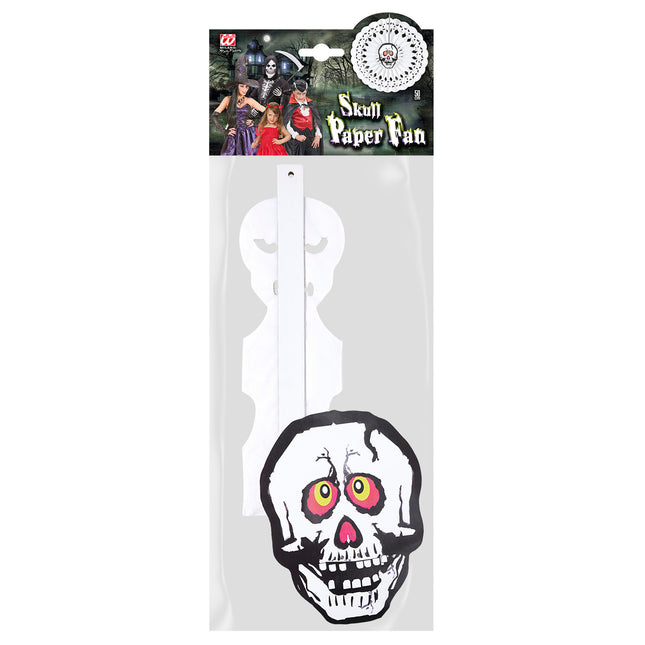 Calavera Abanico Blanco 50cm