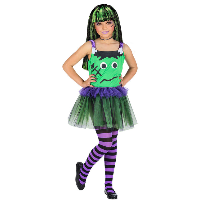 Vestido Halloween Monstruo Verde Niña