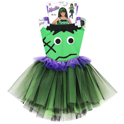 Vestido Halloween Monstruo Verde Niña