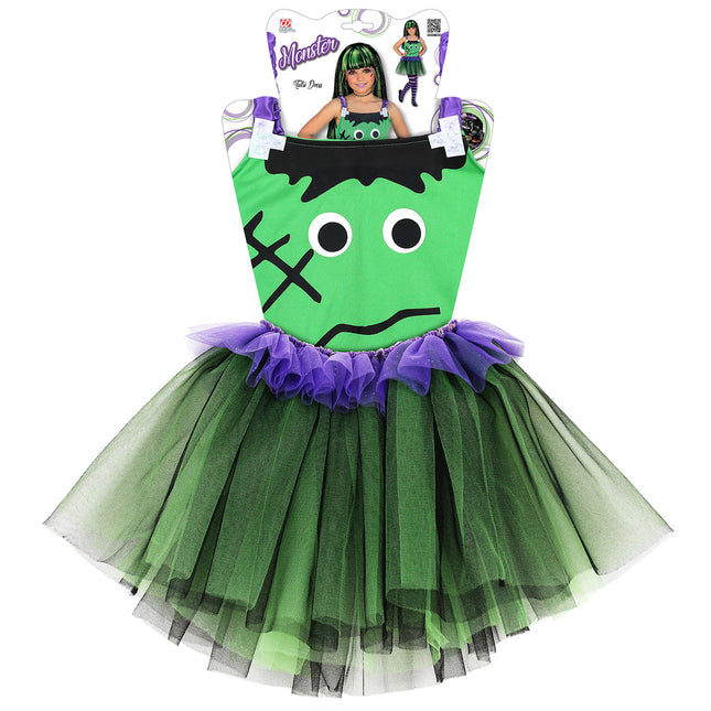 Vestido Halloween Monstruo Verde Niña