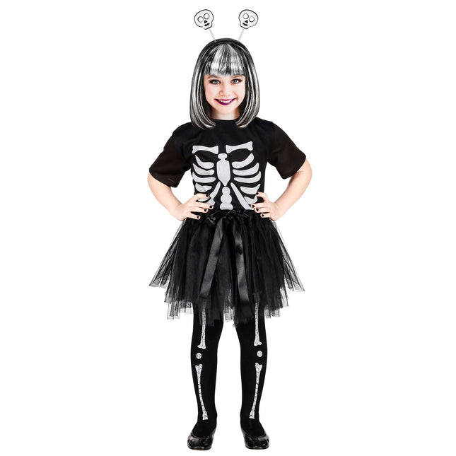 Vestido Halloween Esqueleto Negro