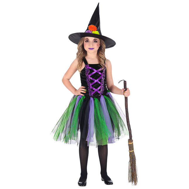 Vestido Halloween Negro Morado Niña