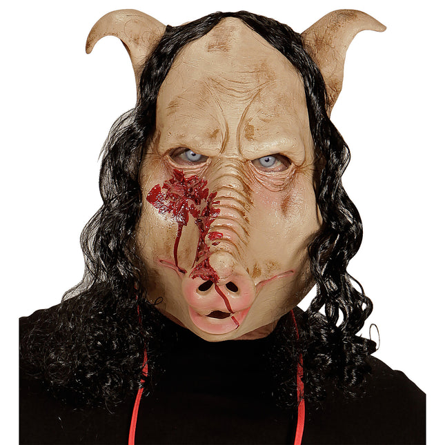 Máscara Halloween Cerdo Beige
