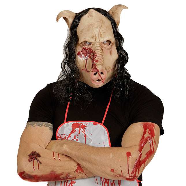 Máscara Halloween Cerdo Beige