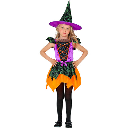 Disfraz de Bruja Negra Naranja Niña