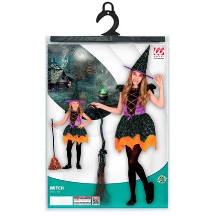 Disfraz de Bruja Negra Naranja Niña