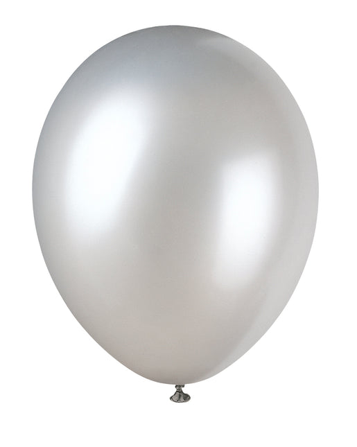 12" Globos Perlados Premium, 8ct - Plata Brillante