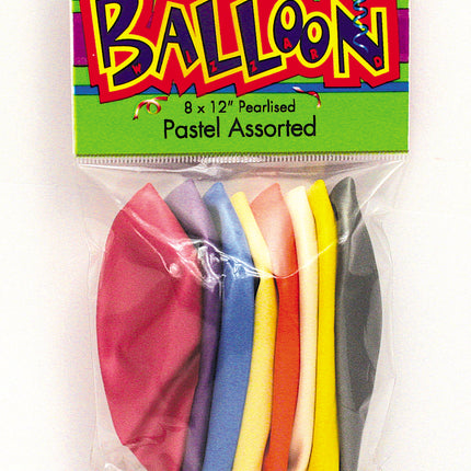 12" Globos Perlados Premium, 8ct - Surtidos Pastel