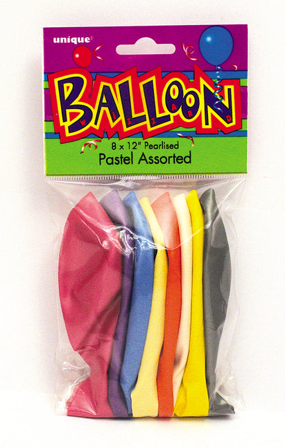 12" Globos Perlados Premium, 8ct - Surtidos Pastel