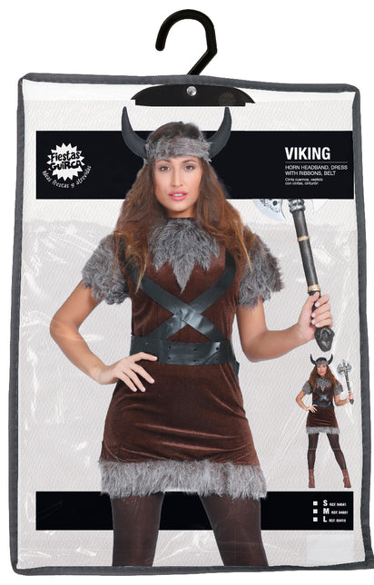 Disfraz de Vikinga Marrón Gris Señoras