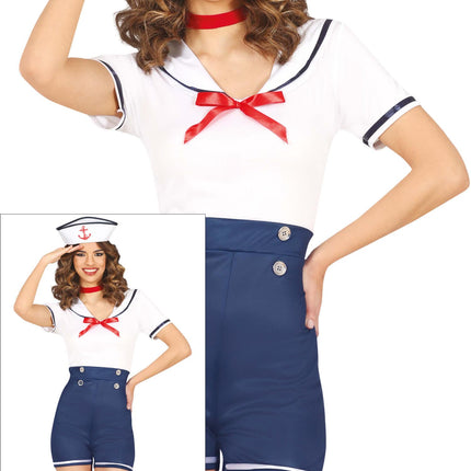 Traje Azul Blanco Señoras Marinero