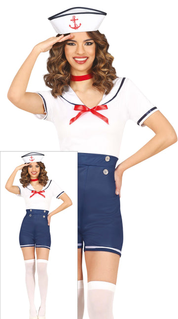 Traje Azul Blanco Señoras Marinero