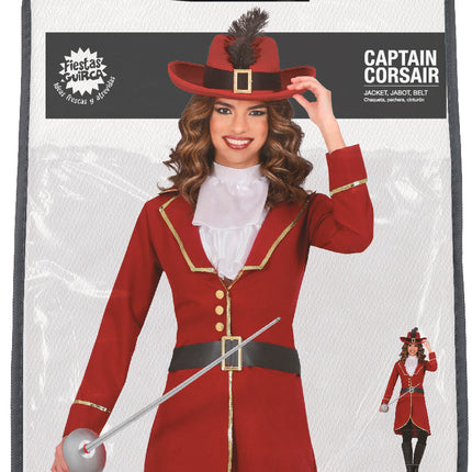 Disfraz de Pirata Rojo Burdeos Mujer