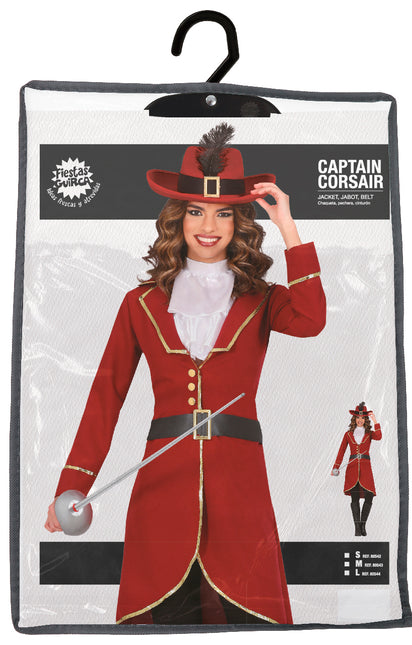 Disfraz de Pirata Rojo Burdeos Mujer