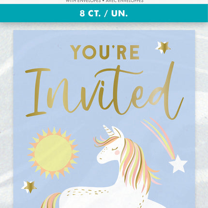 Invitaciones Unicornio, 8ct