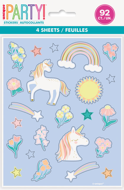 Hojas de pegatinas Unicornio, 4 uds.