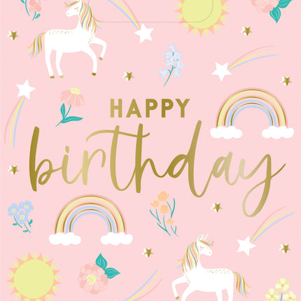 Bolsas para Compartir Unicornio Feliz Cumpleaños 23cm 8pcs