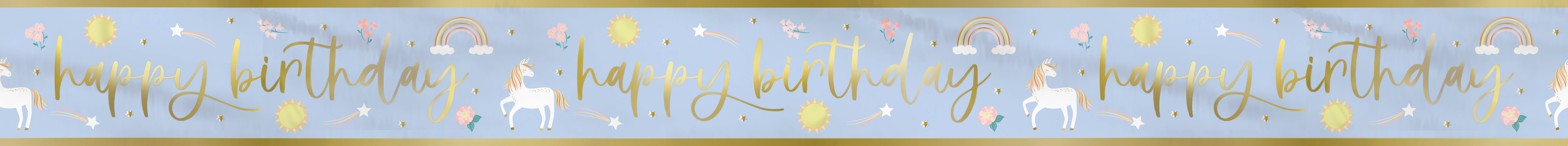Pancarta "Feliz Cumpleaños" Unicornio Dainty, 9 pies - Pliegue largo