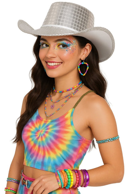 80s silver disco cowboy hat, adult van Fiestas Guirca koop je bij Partywinkel
