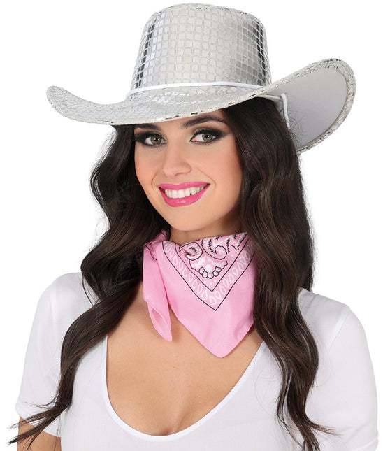 80s silver disco cowboy hat, adult van Fiestas Guirca koop je bij Partywinkel