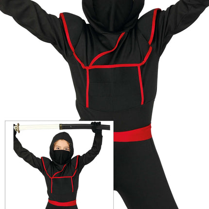 Traje Ninja Niño Rojo Negro