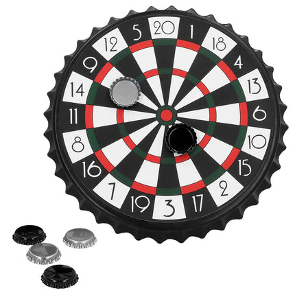 Juego de beber «Drink & Dart» (diana de 25 cm, 6 tapones de cerveza)